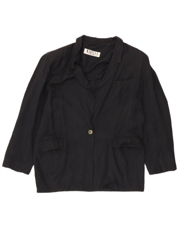 Giacca blazer da donna a 1 bottone Marella UK 14 grande viscosa nera