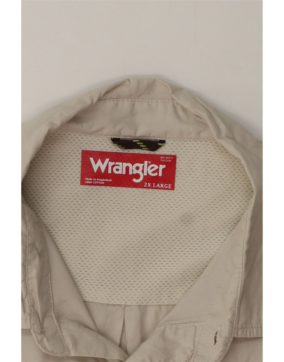 Camicia a maniche corte da uomo Wrangler 2XL in cotone beige