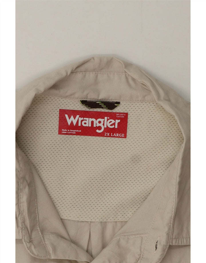 Camicia a maniche corte da uomo Wrangler 2XL in cotone beige
