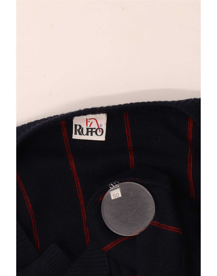 Maglione cardigan da uomo RUFF0 IT 50 medio a righe blu navy