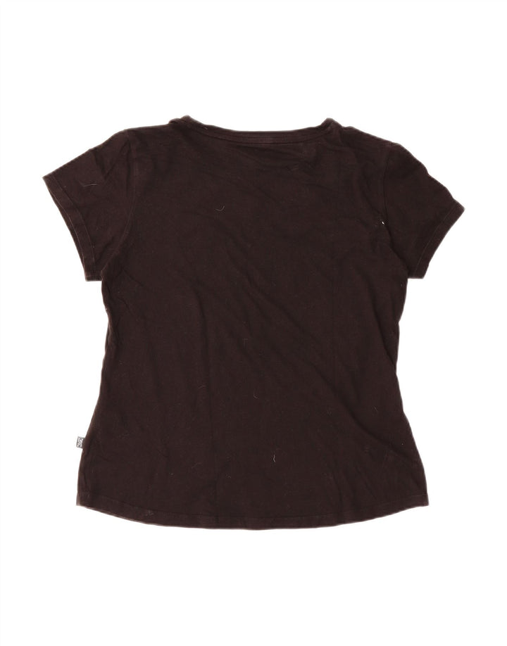 PUMA Womens Graphic T-Shirt Top UK 12 Medium  Black Cotton