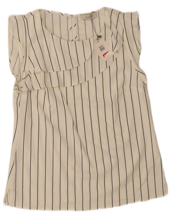 Top camicetta senza maniche da donna Oasis UK 12 Viscosa bianco sporco medio