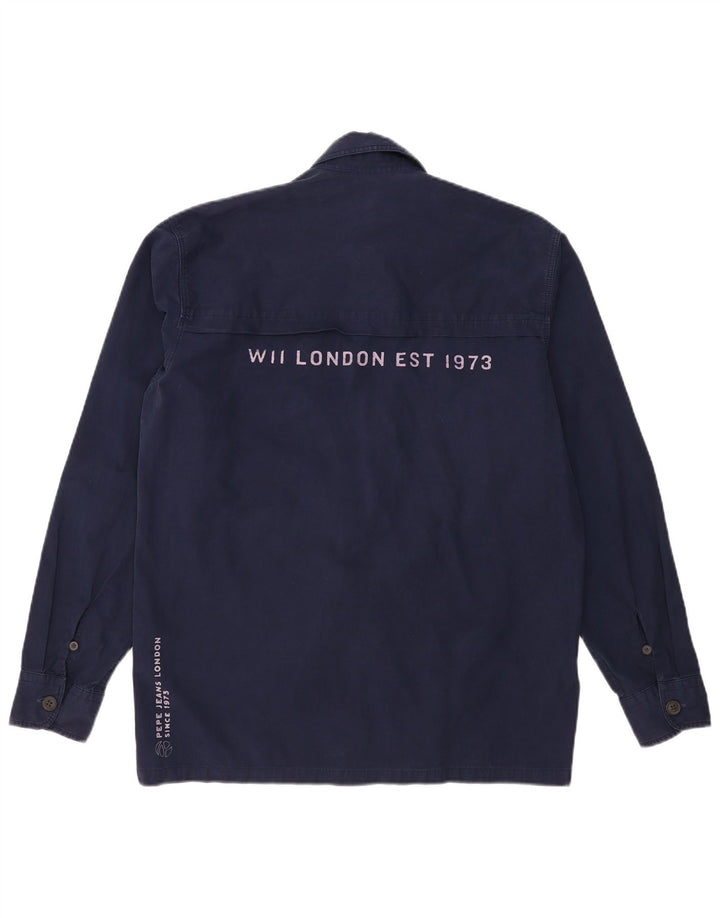 PEPE JEANS Camicia grafica da uomo piccola in cotone blu navy