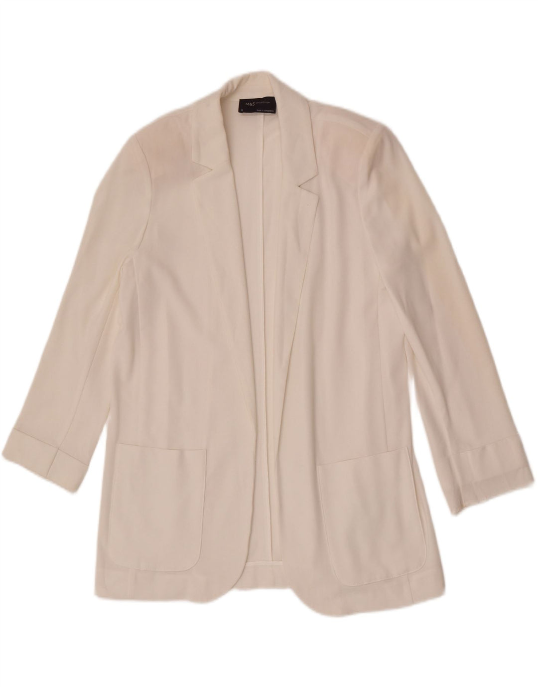 Giacca blazer aperta da donna Marks & Spencer UK 10 piccola poliestere bianco