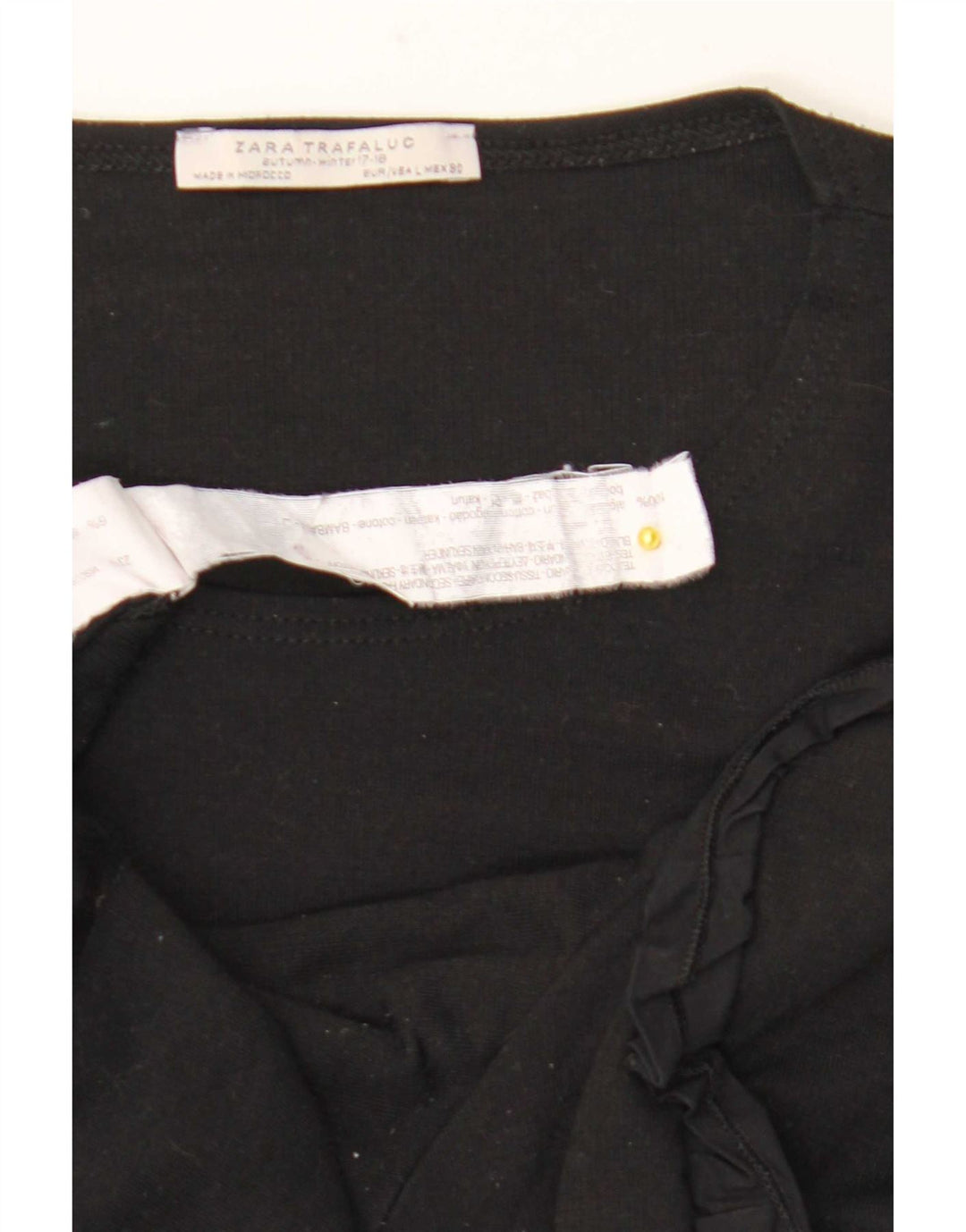 Top Zara da donna manica 3/4 UK 16 grande cotone nero