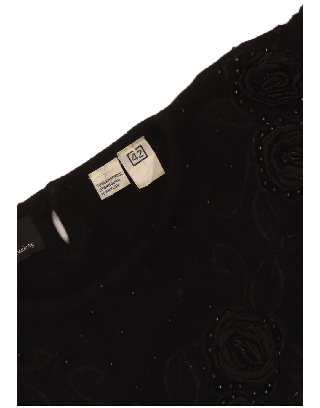 Maglione maglione girocollo con grafica vintage da donna IT 42 medio nero floreale