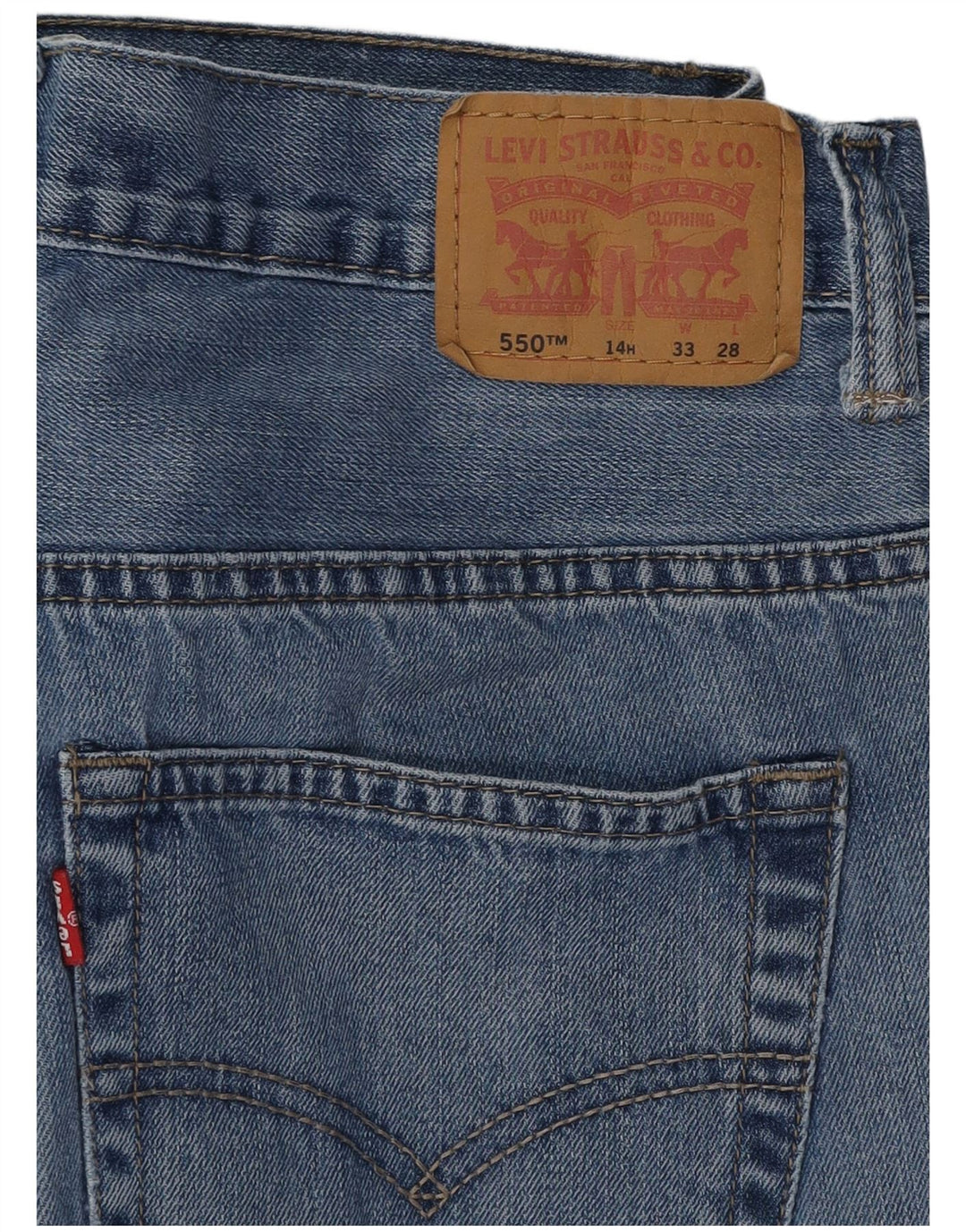 LEVI'S Jeans dritti 550 vestibilità comoda da bambino 13-14 anni W33 L28 cotone blu