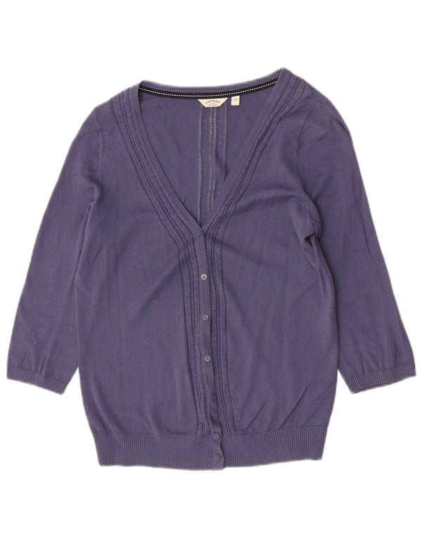 Maglione cardigan con maniche a 3/4 da donna Fat Face UK 12 Cotone blu medio