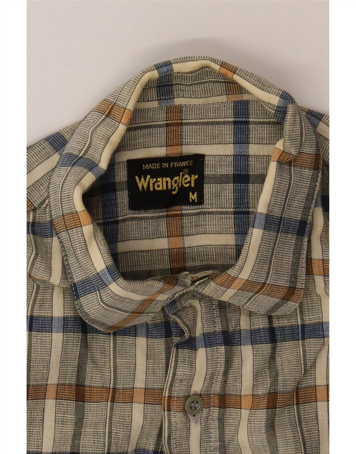 WRANGLER Mens Flannel Shirt Medium Beige Check Cotton Vintage Wrangler and Second-Hand Wrangler from Messina Hembry 