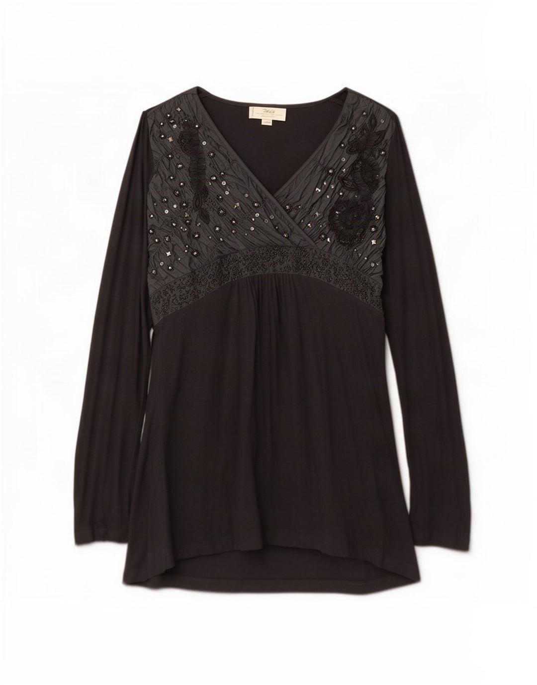 Top tunica a maniche lunghe da donna Marlboro Classics UK 14 Large in viscosa nera