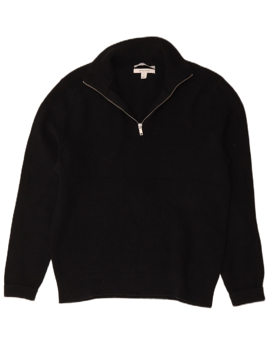 Maglione da uomo Marks & Spencer con zip e collo in cotone medio blu navy