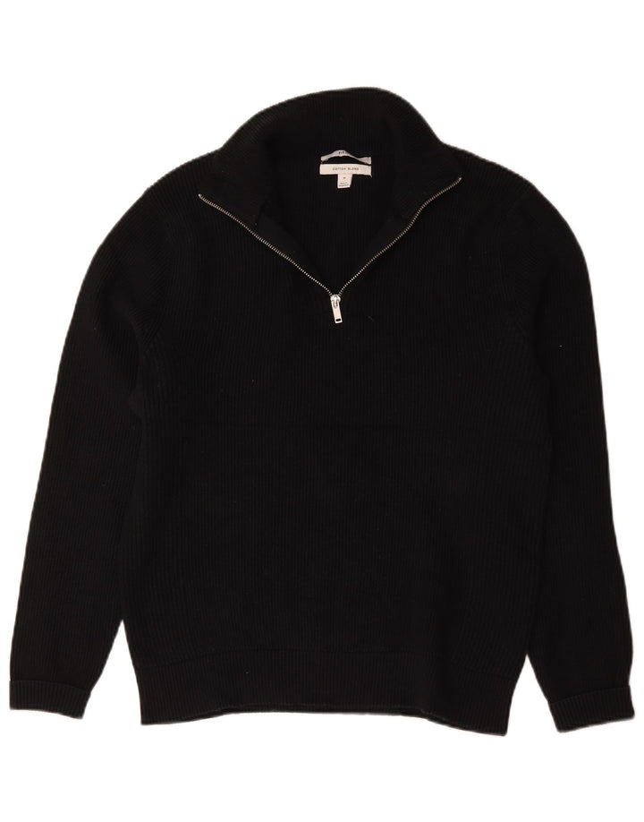 Maglione da uomo Marks & Spencer con zip e collo in cotone medio blu navy