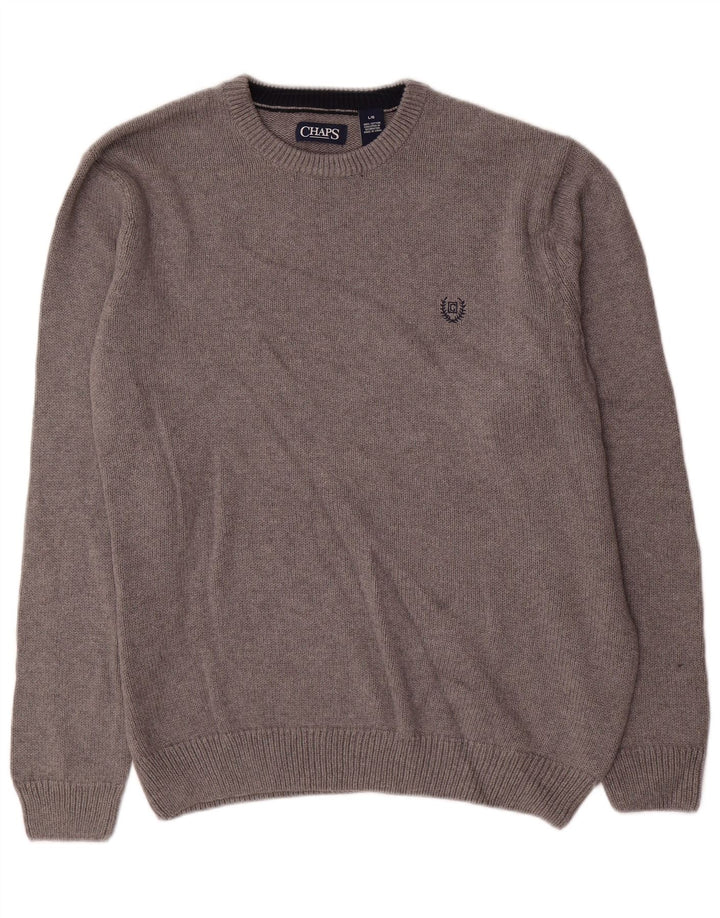 Maglione maglione girocollo da uomo CHAPS grande in cotone grigio