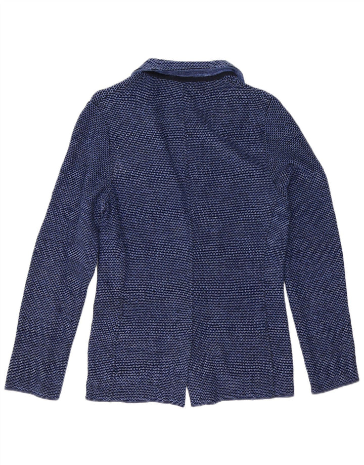 Giacca blazer da donna a 2 bottoni Lardini UK 12 cotone maculato blu medio