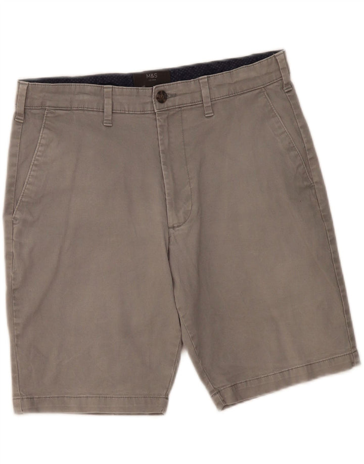 MARKS & SPENCER Pantaloncini chino da uomo W32 cotone grigio medio