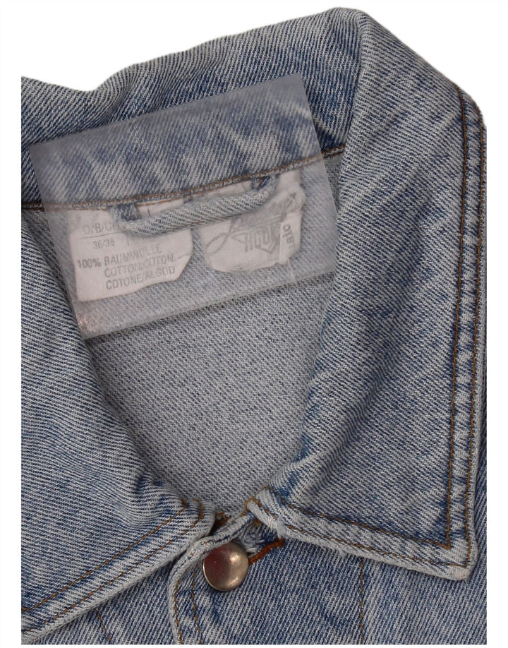 Giacca di jeans grafica da uomo VINTAGE UK 36/38 piccolo cotone blu