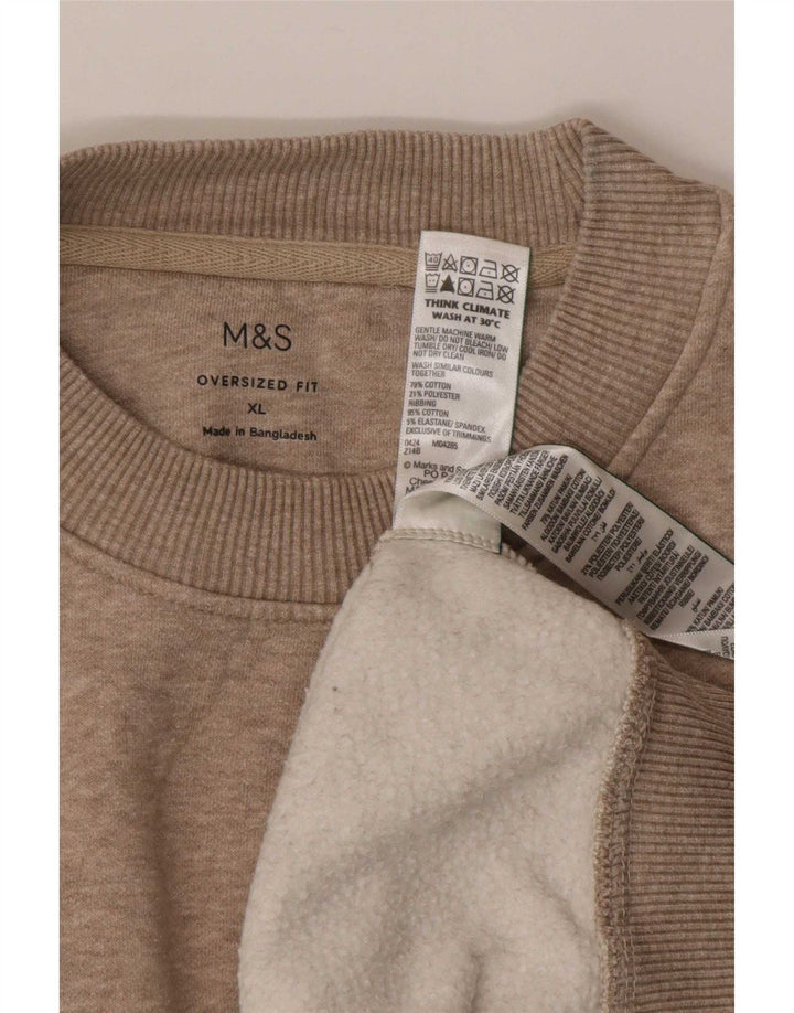 Felpa oversize da uomo Marks & Spencer, maglione XL, cotone chiazzato grigio