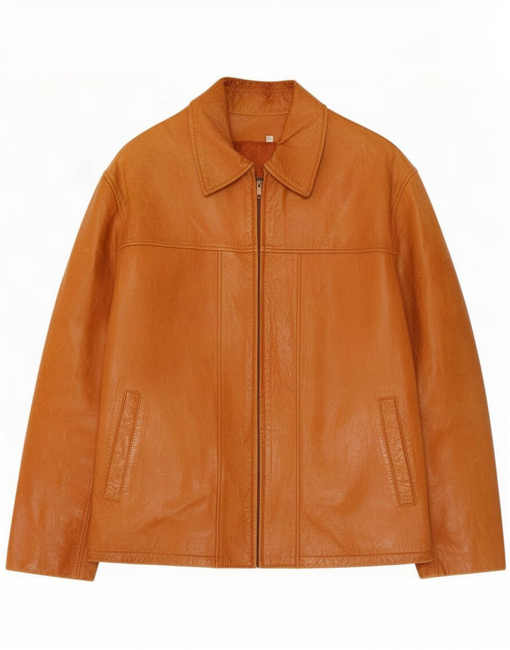 Giacca in pelle vintage da uomo IT 52 XL Marrone