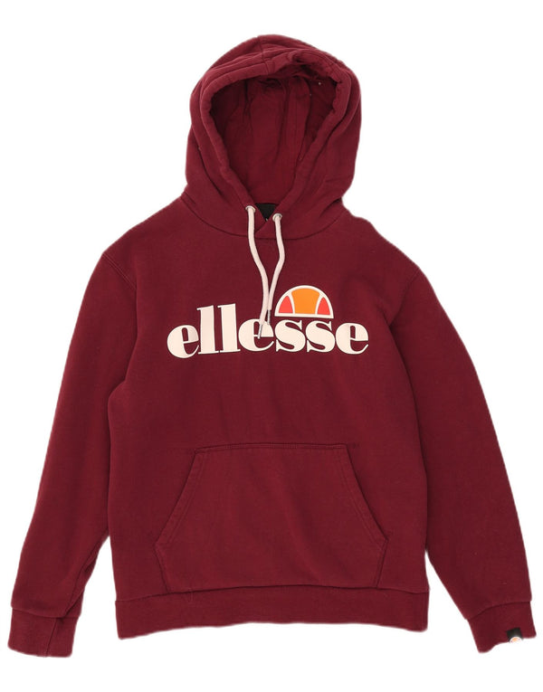 Maglione con cappuccio grafico da donna Ellesse UK 10 piccolo in cotone bordeaux