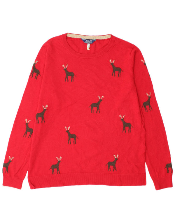 Maglione maglione girocollo da donna Joules UK 14 Large Red Christmas