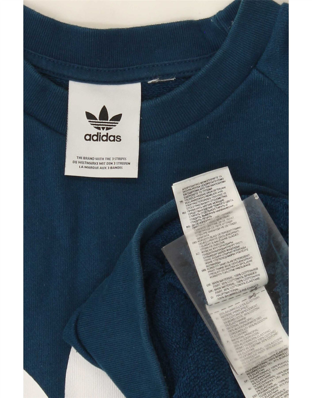 Felpa grafica da uomo Adidas Felpa in cotone blu medio