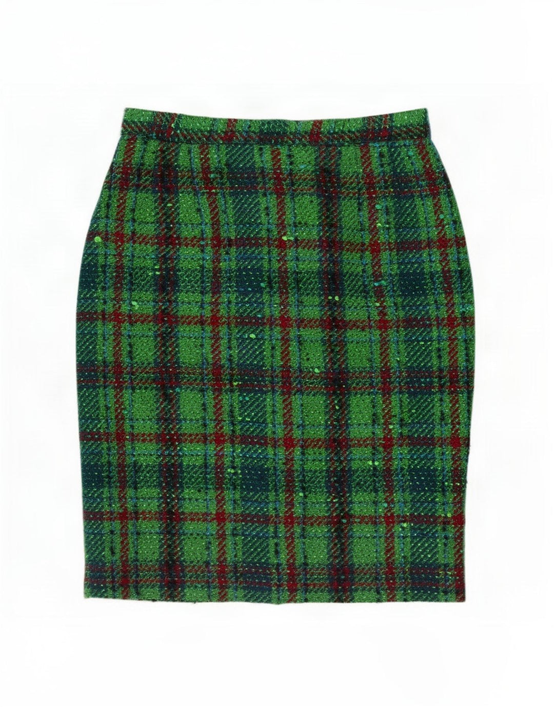 Gonna a tubino vintage da donna IT 44 media W28 scozzese verde