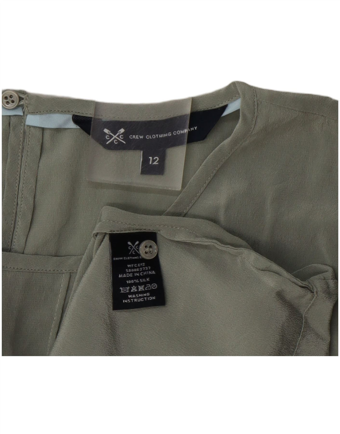 Crew Clothing Camicetta da donna Top UK 12 Seta verde medio