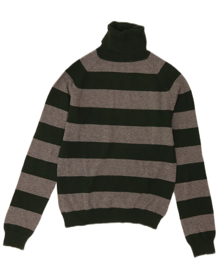 Maglione maglione a collo alto da donna Zara UK 12 Cotone a righe grigio medio