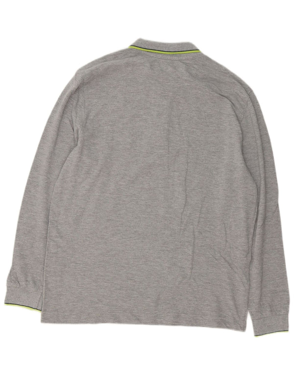Polo Kappa Uomo Manica Lunga Regular Fit Large in Cotone Grigio