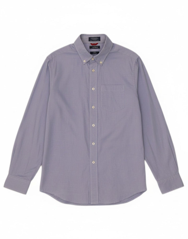 IZOD Boys Stretch Shirt 14-15 Years Large  Blue Cotton