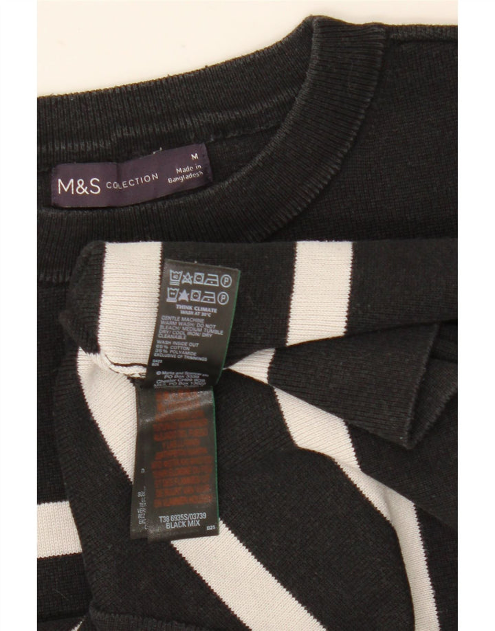 Maglione maglione girocollo da donna Marks & Spencer UK 12 medio a righe nere