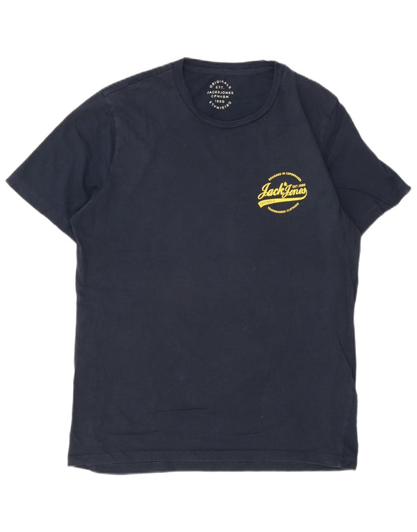 T-shirt grafica da uomo Jack & Jones Top XL in cotone blu navy