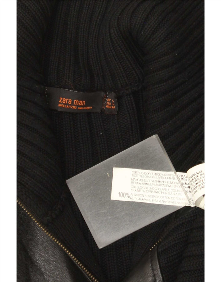 Maglione cardigan da uomo Zara grande in cotone nero