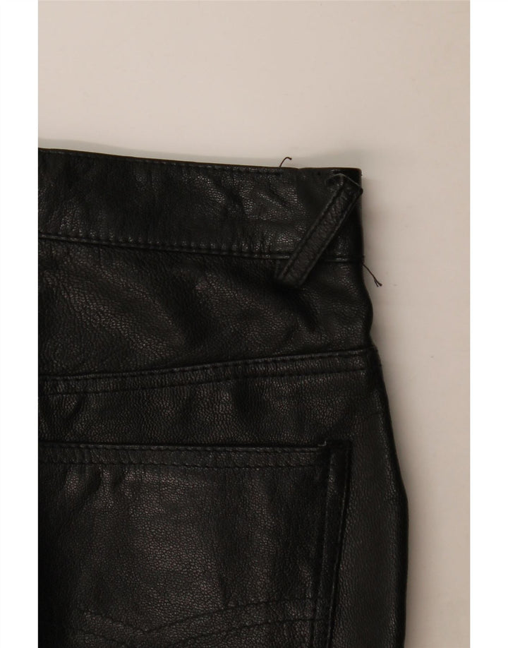 Pantaloni dritti in pelle da donna Front Line W30 L28 Pelle nera