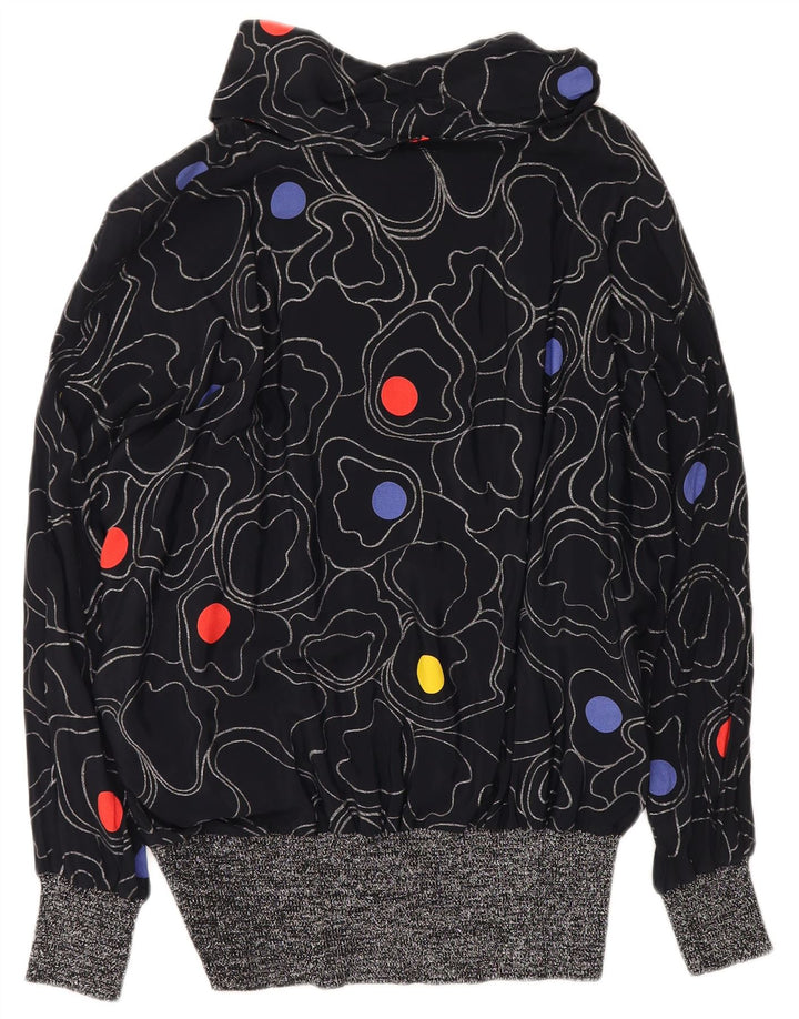 Camicetta oversize da donna con motivo astratto VINTAGE Top EU 40 medio nero