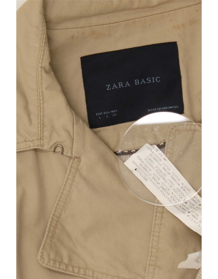 Trench da donna Zara UK 16 grande in cotone beige
