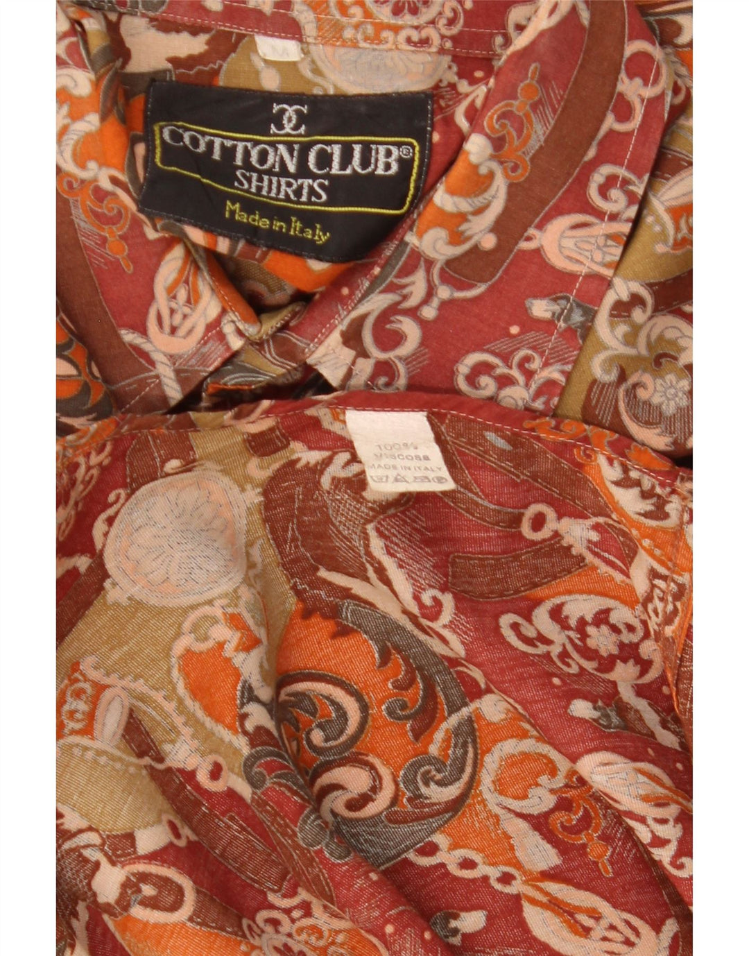 Camicia da uomo Cotton Club in viscosa floreale marrone medio