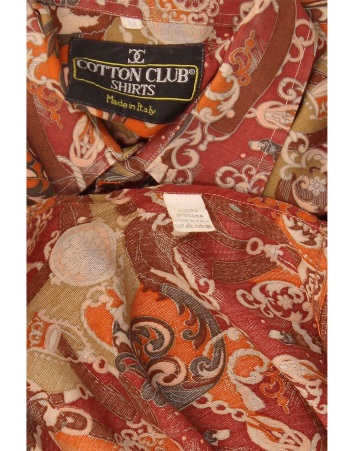 Camicia da uomo Cotton Club in viscosa floreale marrone medio