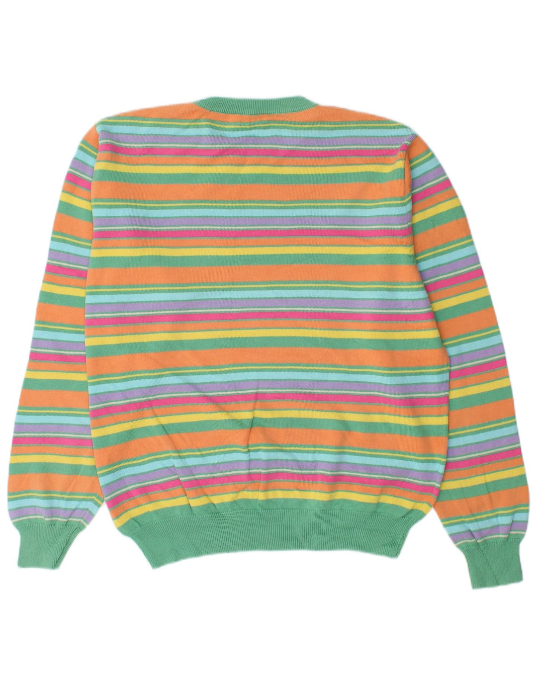 BRAMANTE Maglione girocollo da uomo in cotone a righe grandi multicolori