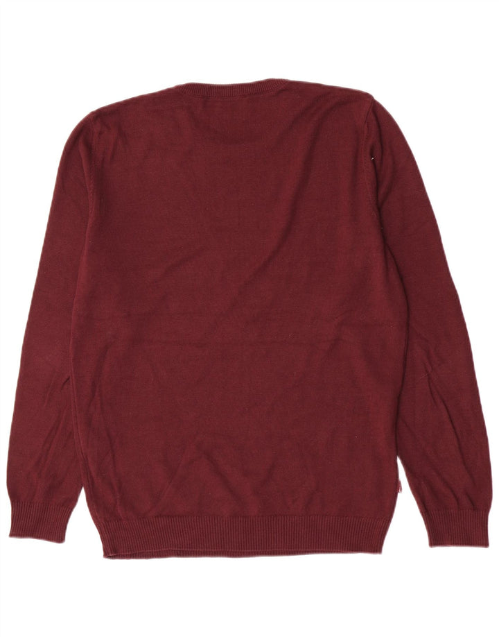 Maglione maglione girocollo da uomo Pierre Cardin medio bordeaux in acrilico