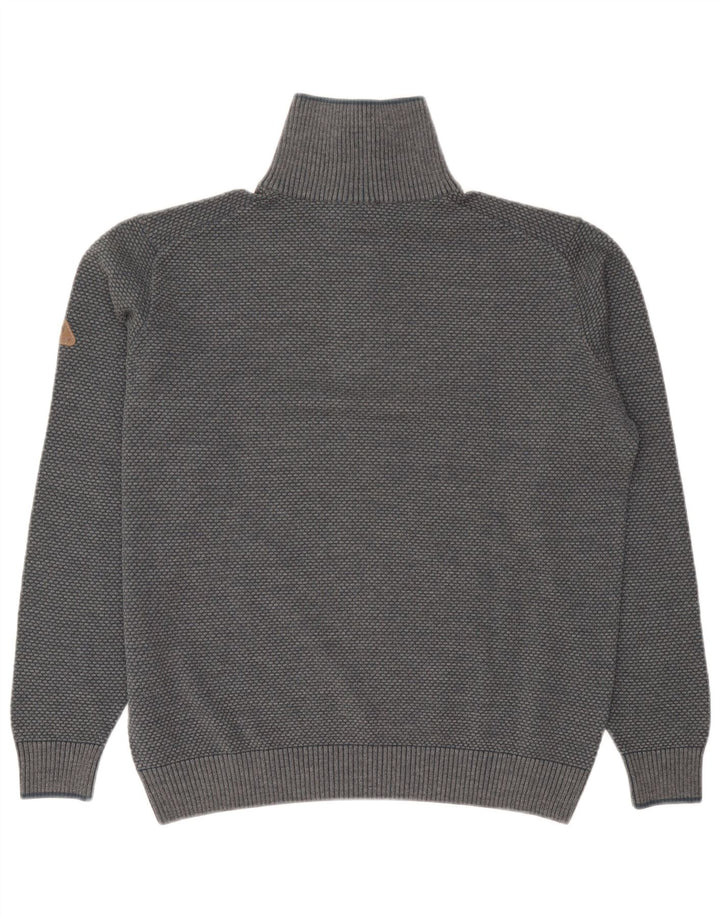 Maglione da uomo Navigare con zip e collo grande in lana grigia