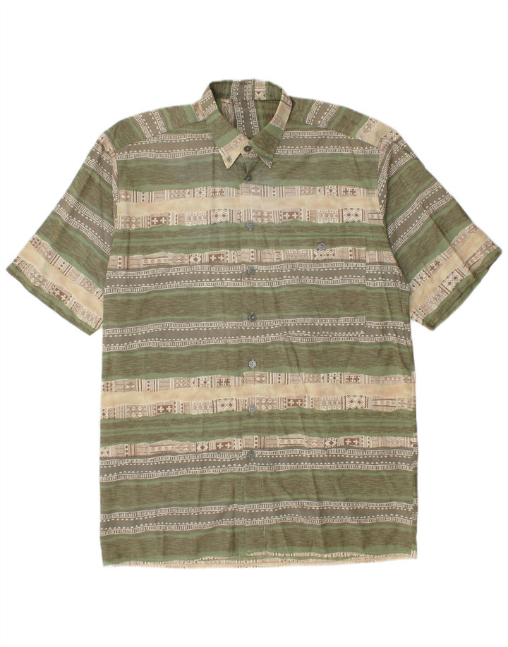 Camicia vintage da uomo a maniche corte a righe verdi grandi