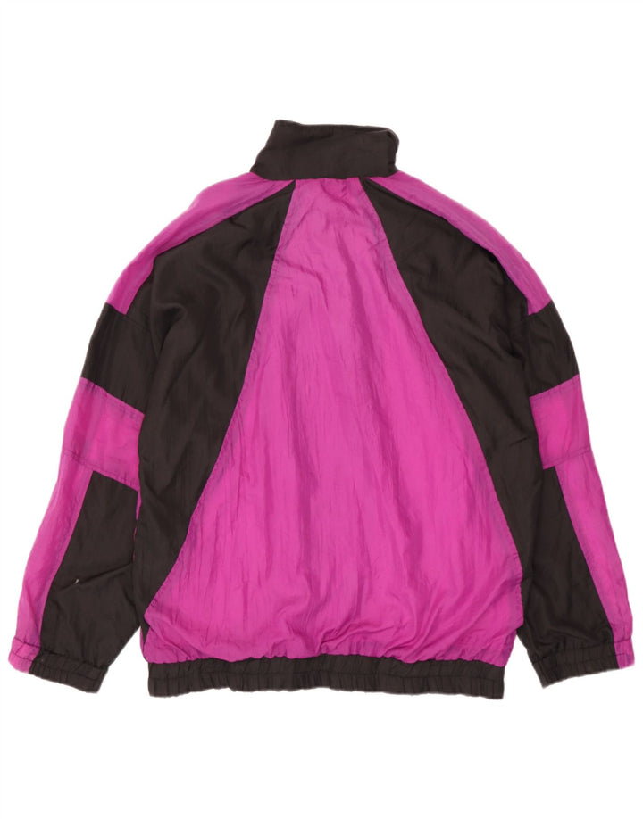 Giacca da ginnastica vintage da uomo, grande, in nylon color block nero