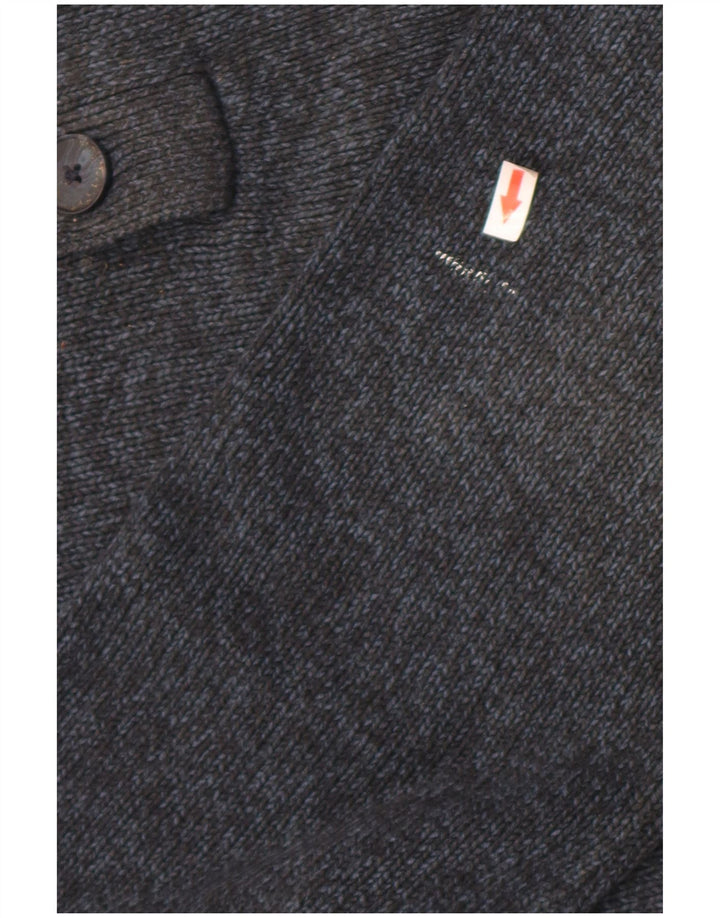 Maglione da uomo Marks & Spencer con bottoni e collo grande blu navy screziato