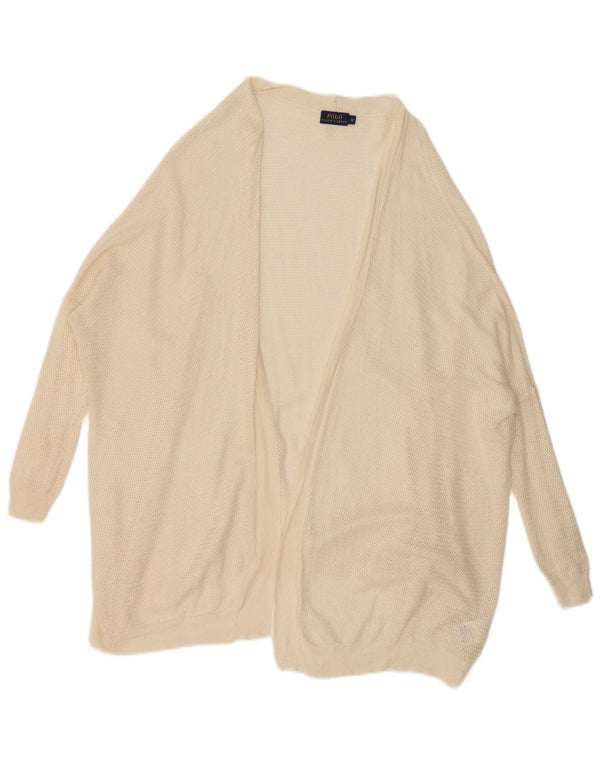 Polo Ralph Lauren Maglione cardigan con maniche a 3/4 da donna UK 14 Beige medio