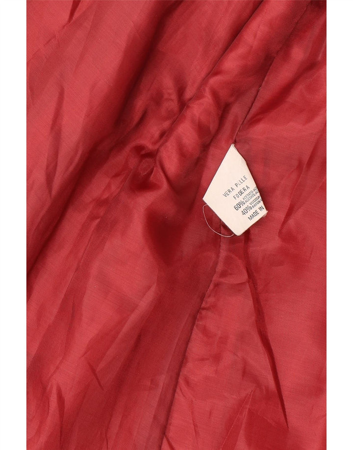 Giacca in pelle vintage da donna UK 14 in pelle rossa media