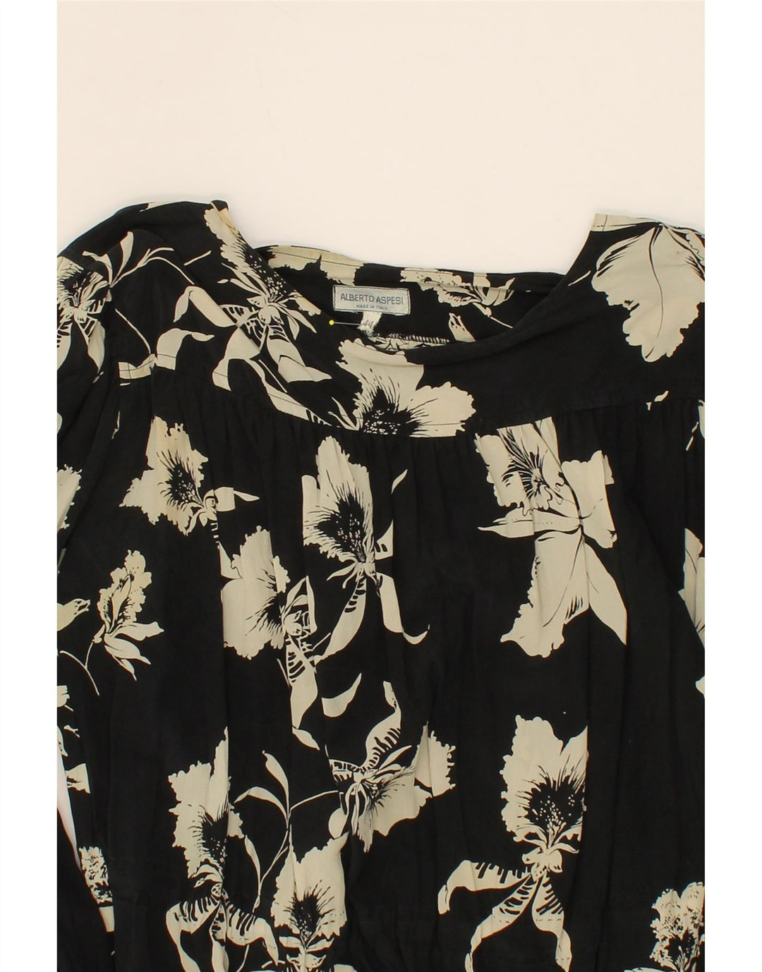 ALBERTO ASPESI Womens Long Sleeve A-Line Dress IT 44 Medium Black Floral Vintage Alberto Aspesi and Second-Hand Alberto Aspesi from Messina Hembry 