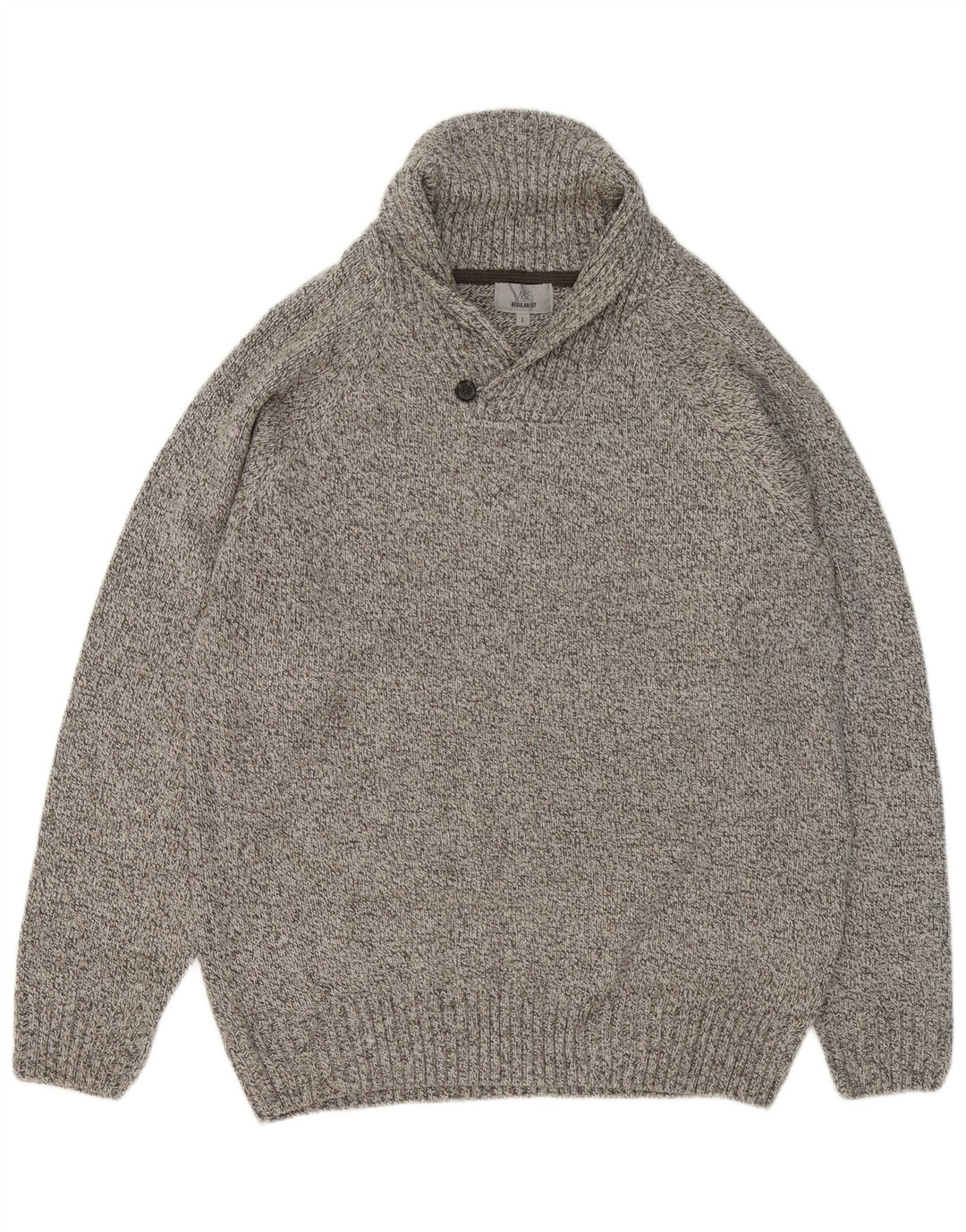 Maglione da uomo Marks & Spencer con collo a scialle grande grigio screziato