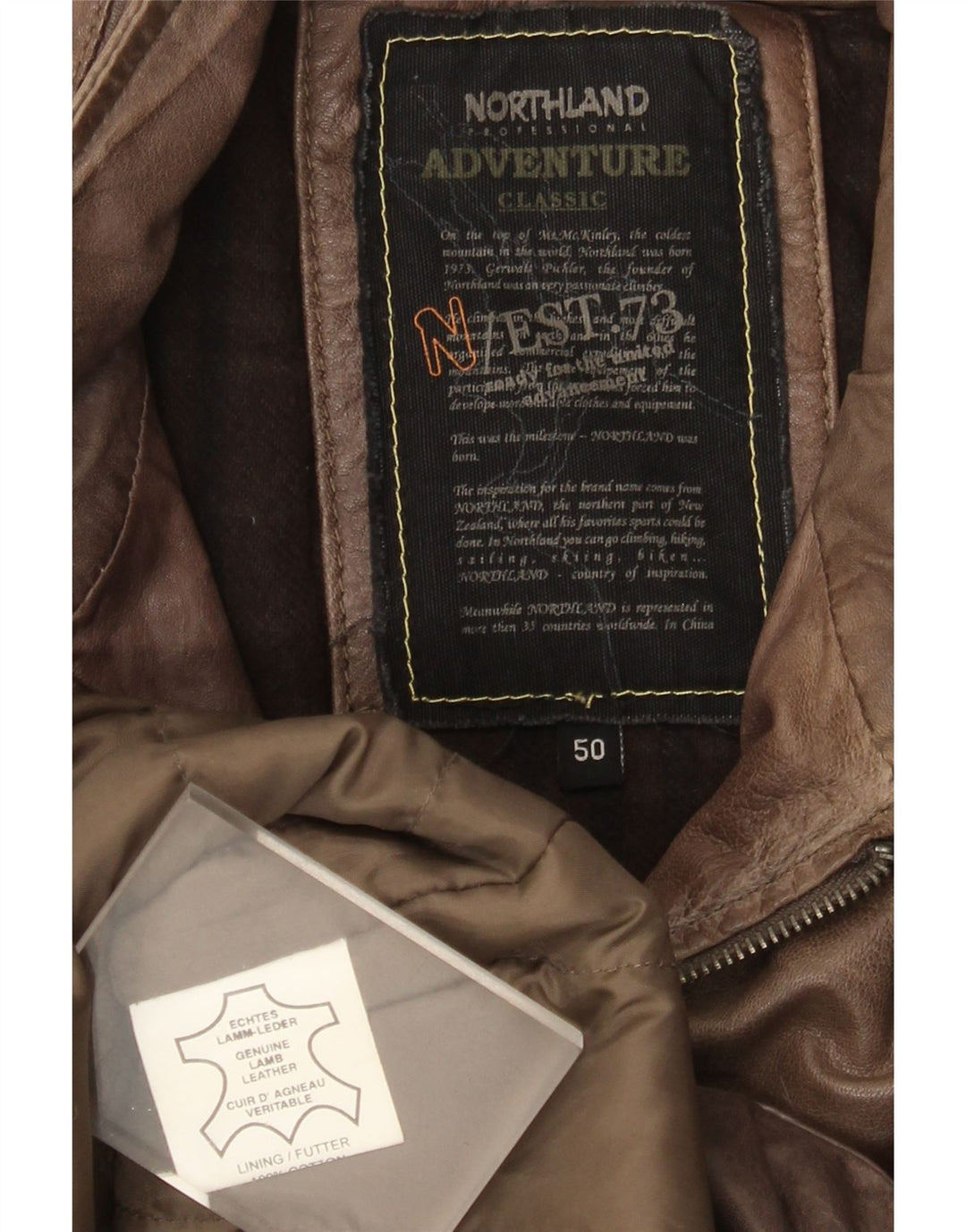 Giacca in pelle da uomo North Land IT 50 Large in pelle marrone