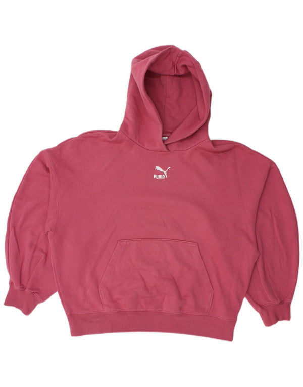 Felpa con cappuccio oversize da donna Puma UK 10 Small in cotone rosa